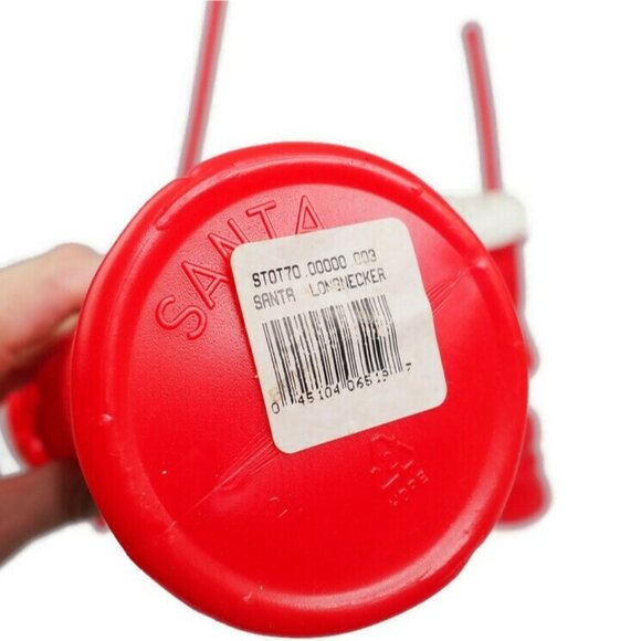 Vtg Christmas Santa Longnecker Cups Red with Straws Lids 13" Tall LOT OF 3 - Picture 7 of 12